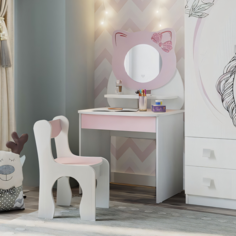 Туалетный столик и стульчик для девочки Котенок КупиДляДома розовый