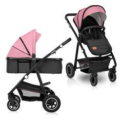 Коляска 2в1 Lionelo Amber Pink Rose розовая черная