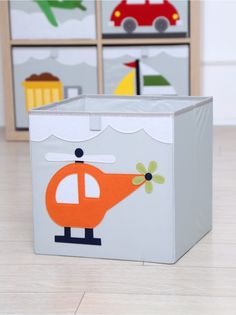 Короб для игрушек хранение в детской HappySava Вертолет размер 33x33x33 см объем 35л