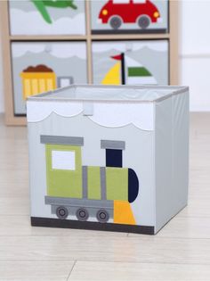 Короб для игрушек хранение в детской HappySava Паровоз размер 33x33x33 см объем 35 л