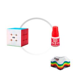 Комплект кубик Рубика для новичка QiYi MofangGe Warrior S 3x3x3 + смазка MoYu Red lube v