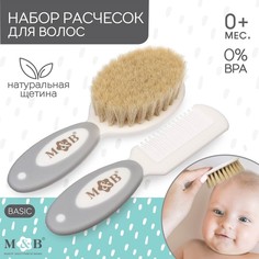 Набор для ухода за волосами Mum&Baby расческа и щетка цвет белый серый