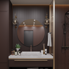 Зеркало круглое "парящее" Муза D90 для ванной Aura Mira