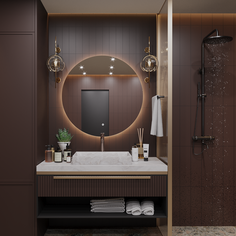 Зеркало круглое "парящее" Муза D60 для ванной с тёплой LED-подсветкой и антизапотеванием Aura Mira