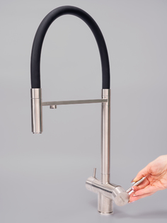 Смеситель для кухни с гибким изливом и подключением фильтра Bronks 1003 Satin