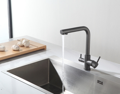 Смеситель для кухни Frap F43551-7 с подключением фильтра, графит