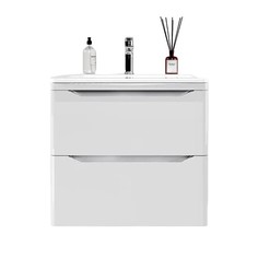 Тумба с раковиной Style Line Марелла 60 (2 ящ.) белый глянец, подвесная
