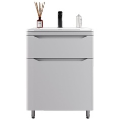 Тумба с раковиной Style Line Марелла 60 (2 ящ.) белый матовый, напольная