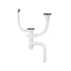 Сифон двойной VIRPlast Элит, 3 1/2" x 40 отвод нержав чашка с переливом 800 мм, 30987097