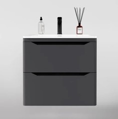 Тумба с раковиной Style Line Марелла 60 (2 ящ.) серый, подвесная