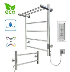 Полотенцесушитель электрический Aquanerzh Прямая 600х400, таймер справа, лесенка с полкой