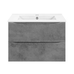 Тумба под раковину Vincea Mia Slim 600 подвесная, 2 выкатных ящика soft close, Beton