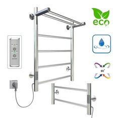 Полотенцесушитель электрический Aquanerzh Прямая 600х500, таймер слева, лесенка с полкой
