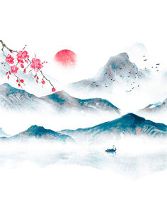 Фотообои флизелиновые Photostena "Сакура" 3,5 х 2,7 м (ШхВ) (белый)