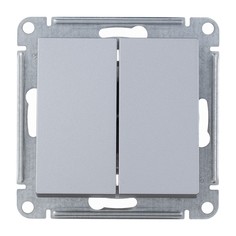 Выключатель двухклавишный Schneider Electric Атлас Дизайн без рамки алюминий