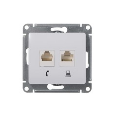 Розетка компьютерная + телефонная Schneider Electric Глосса без рамки белая