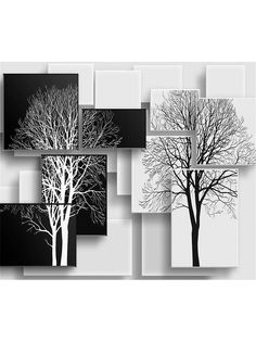 Фотообои флизелиновые Photostena "3D Деревья" 3 х 2,6 м (ШхВ) (черный)