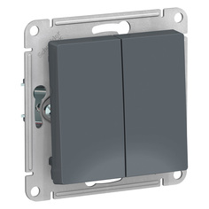 Выключатель проходной двухклавишный Schneider Electric Атлас Дизайн без рамки грифель