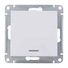 Выключатель одноклавишный Schneider Electric Атлас Дизайн с подсветкой без рамки белый