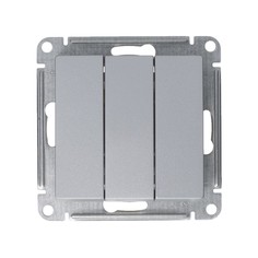 Выключатель трехклавишный Schneider Electric Атлас Дизайн без рамки алюминий