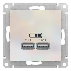 Розетка USB двойная Schneider Атлас Дизайн жемчуг без рамки Systeme Electric