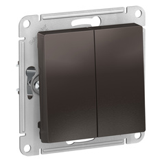 Выключатель проходной двухклавишный Schneider Атлас Дизайн без рамки мокко Systeme Electric