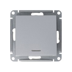 Выключатель одноклавишный Schneider Electric Атлас Дизайн с подсветкой без рамки алюминий