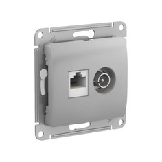 Розетка ТВ + RJ45 Schneider Electric Глосса без рамки алюминий