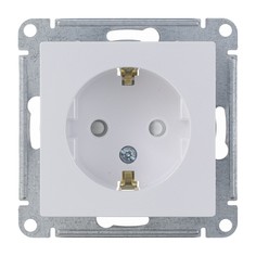 Розетка Schneider Electric Атлас Дизайн с заземлением со шторками без рамки жемчуг