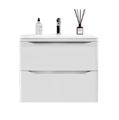 Тумба с раковиной Style Line Марелла 70, 2 ящика, белый глянец, подвесная