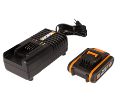 Комплект Worx WA3601: 1 аккумулятор 2 Ач/зарядное устройство на 2 Ач.