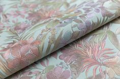 Обои винил на флизелине Kerama Marazzi Джангл, мотив голубой цветной, рисунок Флора