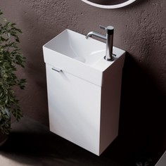 Тумба с керамической раковиной Sancos Mini 35 правая белая