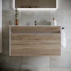 Тумба с раковиной Sancos Smart 90 дуб бардолино/белая, SM90E+CN7002