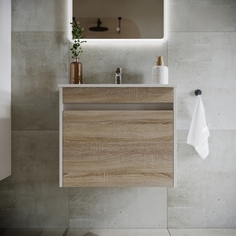 Тумба с раковиной Sancos Smart 60 дуб бардолино/белая, SM60E+CN7001