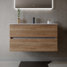 Тумба с раковиной Sancos Urban 90 дуб галифакс натуральный, UR90EG+CN7002