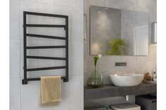 Полотенцесушитель водяной черный мат 7 перекладин 800x532 нижнее подкл DIAGONALE RAL 9005 Heat Mart