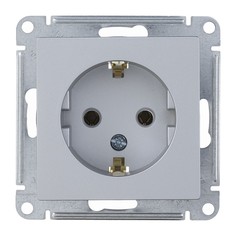 Розетка Schneider Electric Атлас Дизайн с заземлением без рамки алюминий