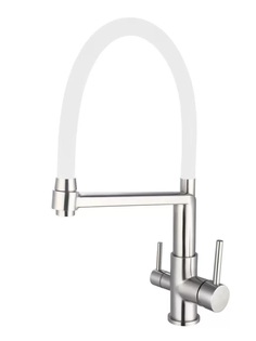 Смеситель для кухни, R-излив нерж., с подключением к фильтру, белый K26 W ЕСКО