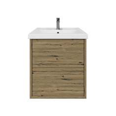 Тумба подвесная SanStar Siva 70 с раковиной Фостер 70 для ванной Дуб веллингтон табак