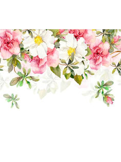 Фотообои флизелиновые Photostena "Акварельные цветы" 3,68 х 2,54 м (ШхВ) (розовый)