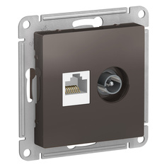 Розетка компьютерная + телевизионная Schneider Electric Атлас Дизайн без рамки мокко