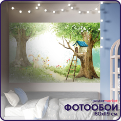 Фотообои детские бумажные Postermarket WM-460NL Домик на дереве 119х180 см