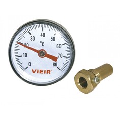 Термометр ViEiR 1/4", горизонтальный 40 мм с гильзой 50 мм YL19 No Brand