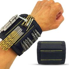Строительный магнитный браслет Magnetic Wristband, 5 магнитов, черный No Brand