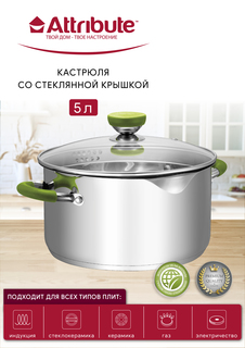 Кастрюля Attribute Lime 5 л серебристый