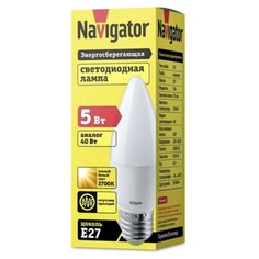Лампа светодиодная Navigator E27 5 Вт 2700K свеча матовая теплый свет