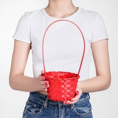 Корзина плетеная, 13х9х30 см, красный No Brand