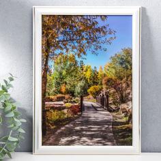 Фоторамка формат А4 21х30 см 281G белая с золотом (пластиковый экран) No Brand
