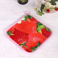 Прихватка 18х18 см, Клубника, рогожка, 100% хлопок Domo Vita